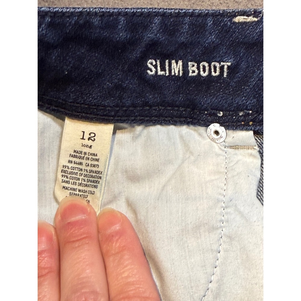 American Eagle Slim Boot Jeans Dark Wash Stretch Denim Size 12 Long Womens - Picture 5 of 6